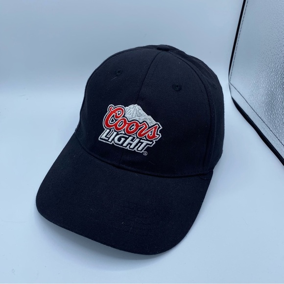 Coors Light Logo Baseball Hat Cap Black Fitted Stretch Y2K Beer Embroidered - Picture 1 of 10